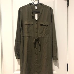 Old Navy Maternity Army Green Drawstring Dress